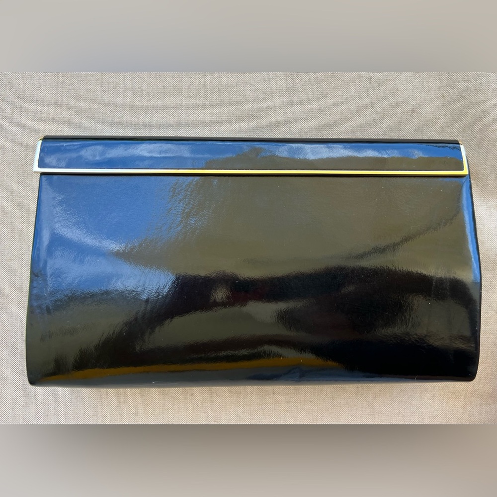 Jimmy Choo Cayla Clutch Bag Purse in Black Patent Leather